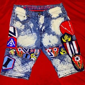 Vintage Americana Denim Outpost Shorts Men's Waist 32 13" Inseam Blue Acid Wash.